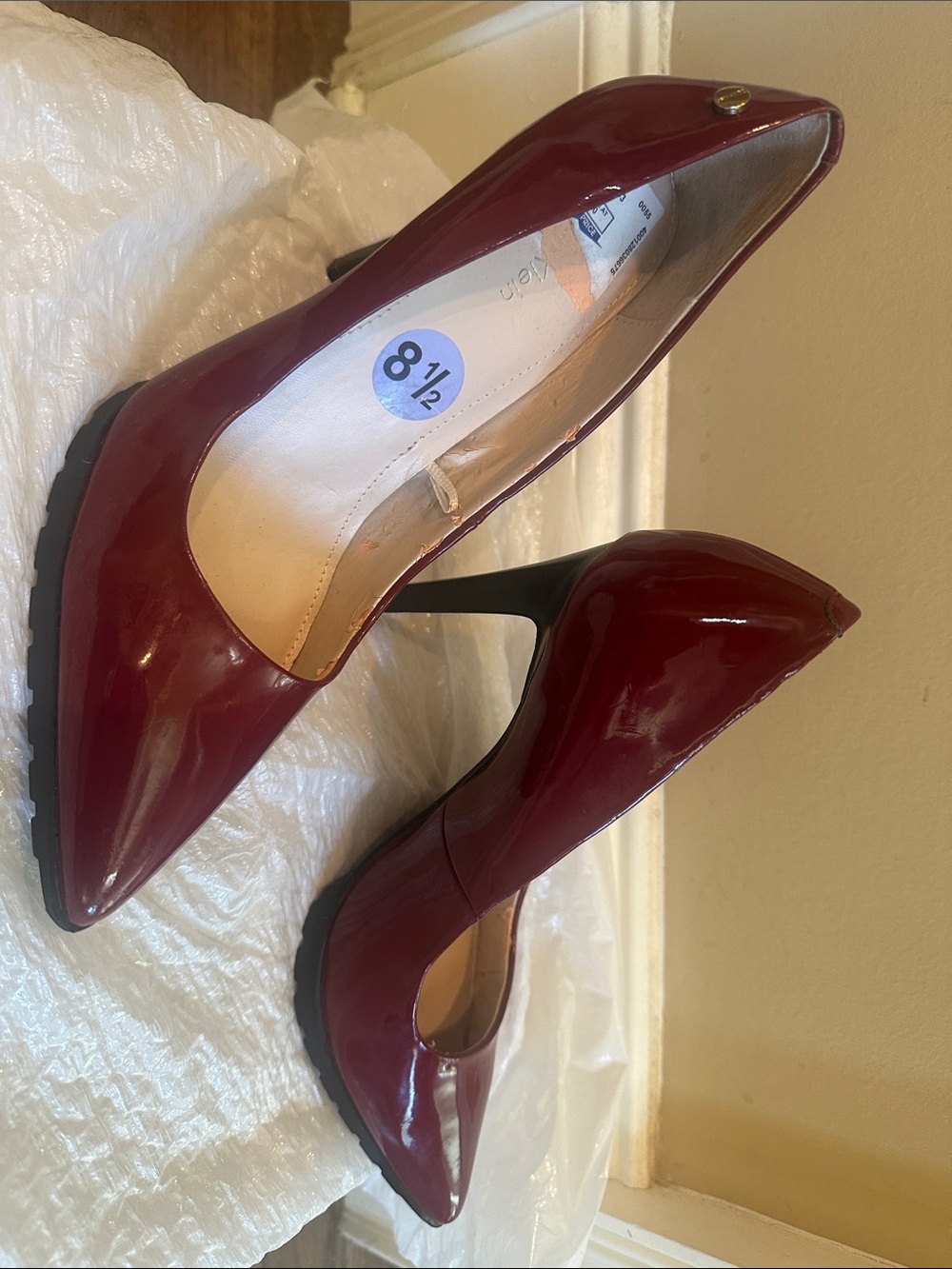 Calvin Klein - Women's Patent Burgundy High Heel Pumps